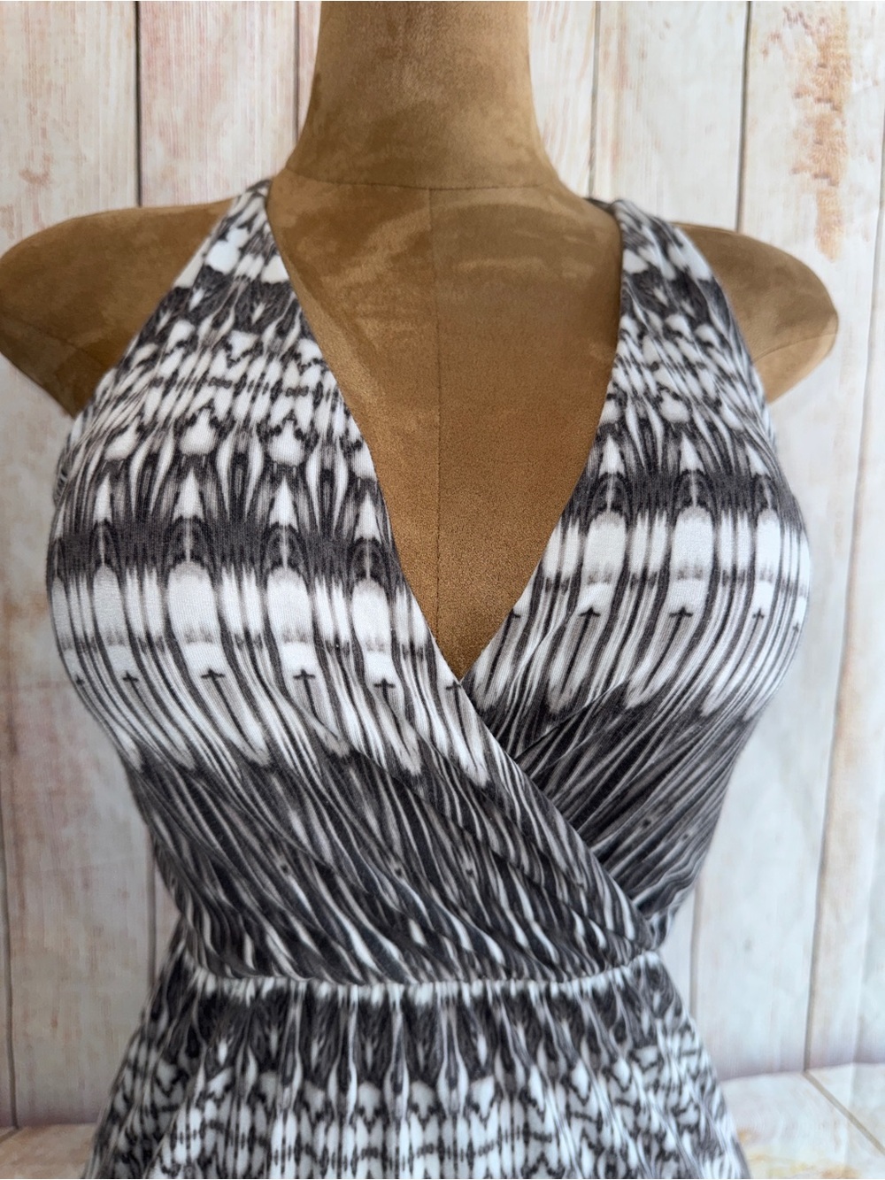 Cynthia Rowley Black & White ikat tribal pattern- Tank Sleeveless Mini Dress s - Picture 3 of 11